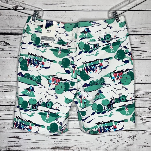 IZOD Golf NWT Size 16 Golf Printed UPF 15 Wicking Bermuda Shorts - Picture 2 of 5